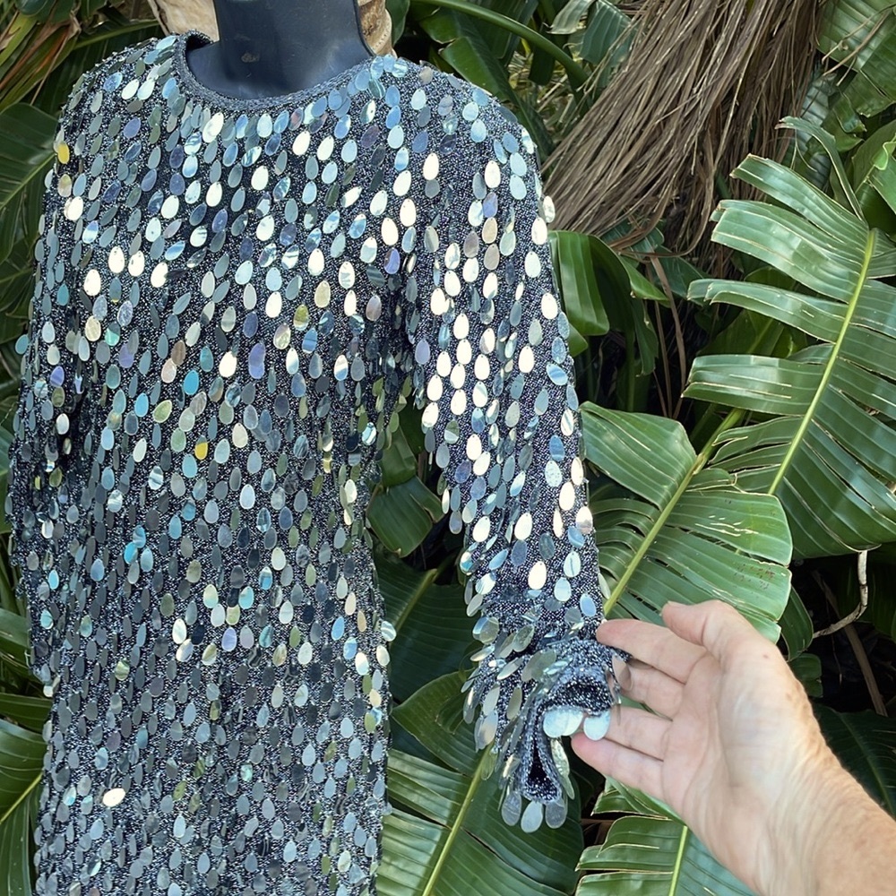 vintage Nightline pallet sequin metallic semi sheer dress - Picture 4 of 14